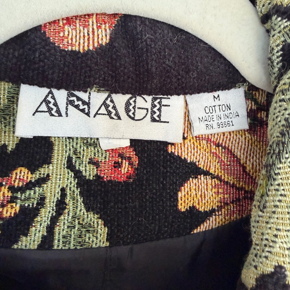 Anage Womens Floral Tapestry Jacket Black Multicolor Cotton - Picture 7 of 7